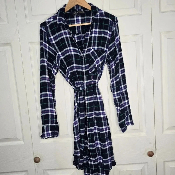 Gap × Pendleton long sleeve shirtdress Blue Plaid check size large - Picture 5 of 11